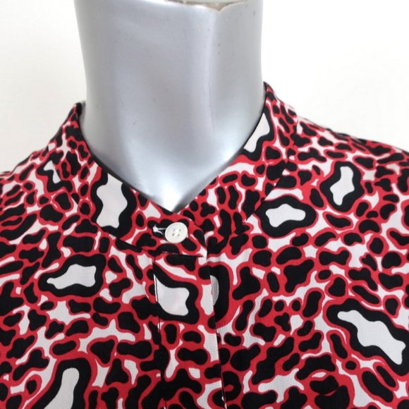STELLA MCCARTNEY SLEEVELESS MINI DRESS RED/WHITE LEOPARD PRINT SILK SIZE 36 - Picture 2 of 9